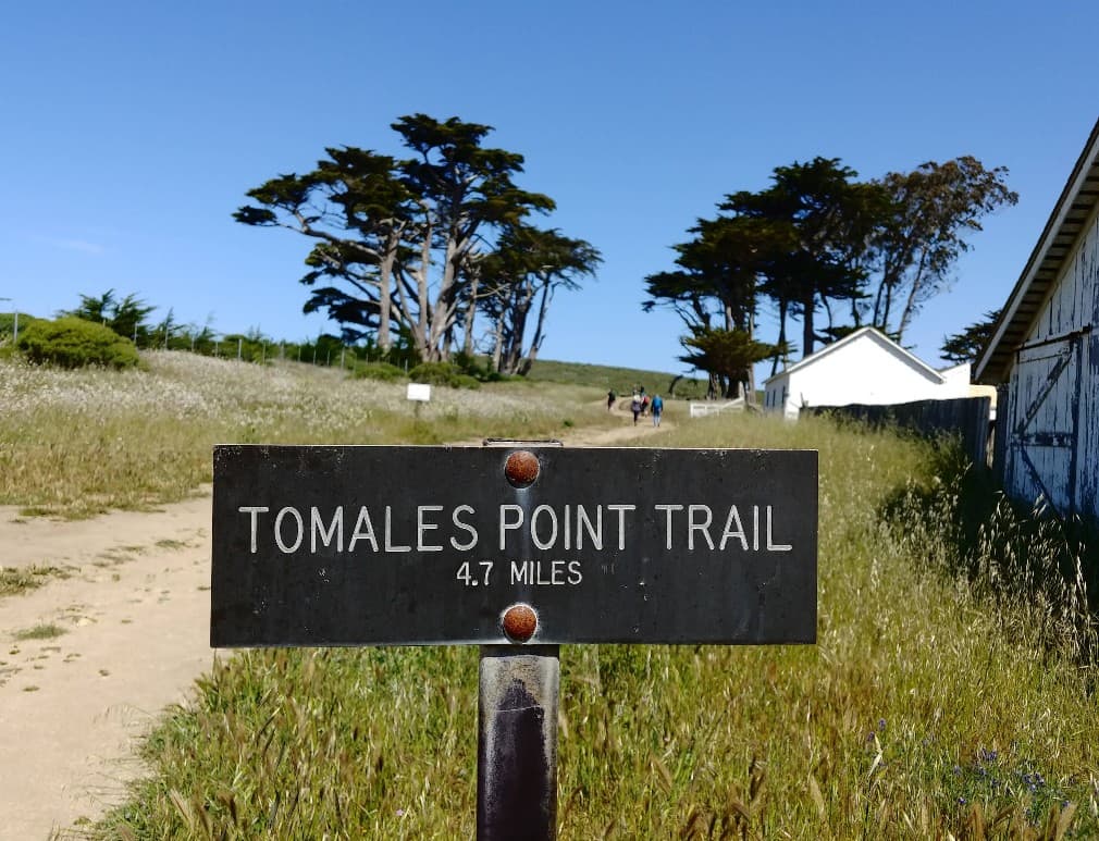 Trail sign post at Tomales Point